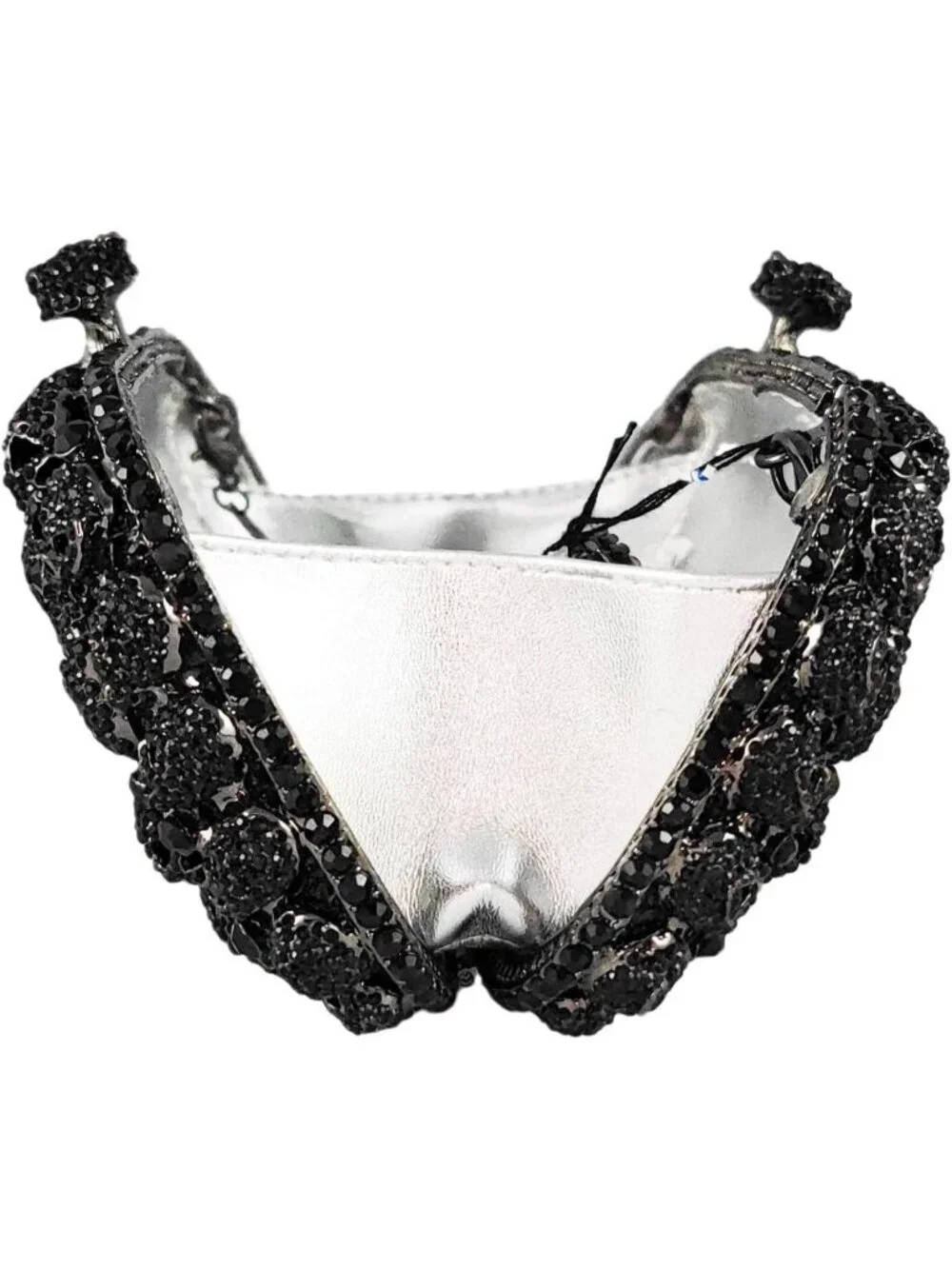 Women's Black Crystal Skull Clutch Purse Rhinestone Evening Halloween Bag